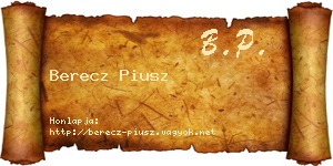 Berecz Piusz névjegykártya